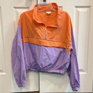 dee elly Colorblock Windbreaker Jacket in Orange and Lavender